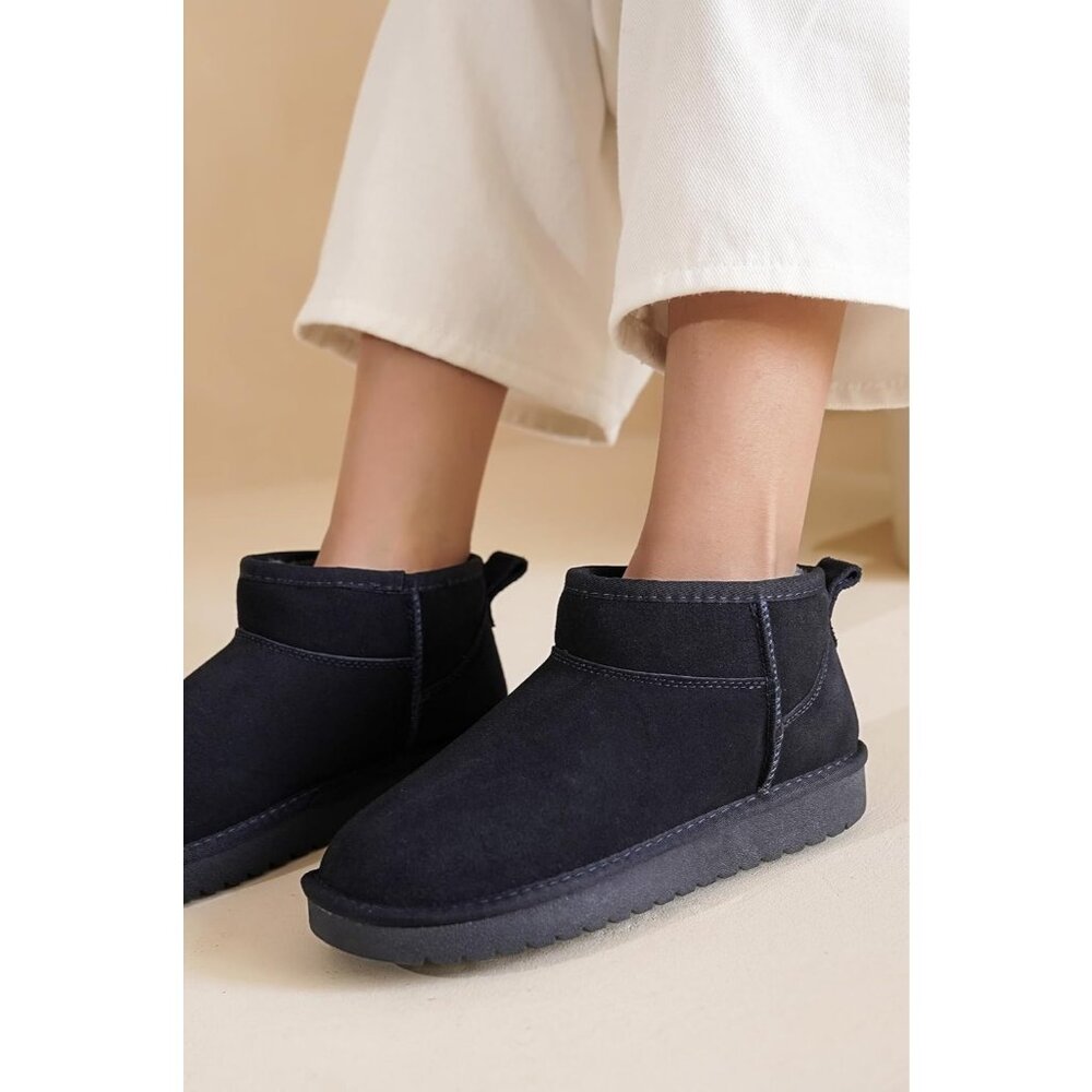 Women Navy Suede Water Resistant with Memory Foam Genuine Leather Ankle Boot - Picture 6 of 6
